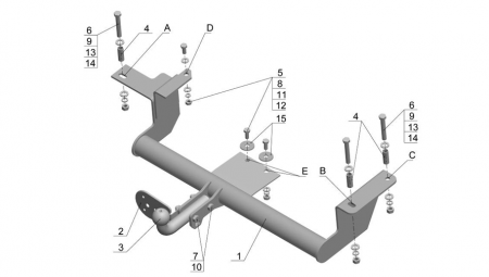 Фаркоп VAZ-40 для LADA 2110, 2111, 2112, 2170, 2171, 2172 1996-2018, Автос, нагрузка 800/50 кг. БЕЗ подрезки бампера от магазина ФаркопРос